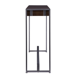 Homeroots 54" Dark Brown And Gunmetal Sled Console Table   402368