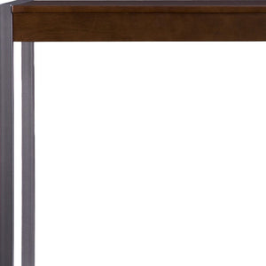Homeroots 54" Dark Brown And Gunmetal Sled Console Table   402368