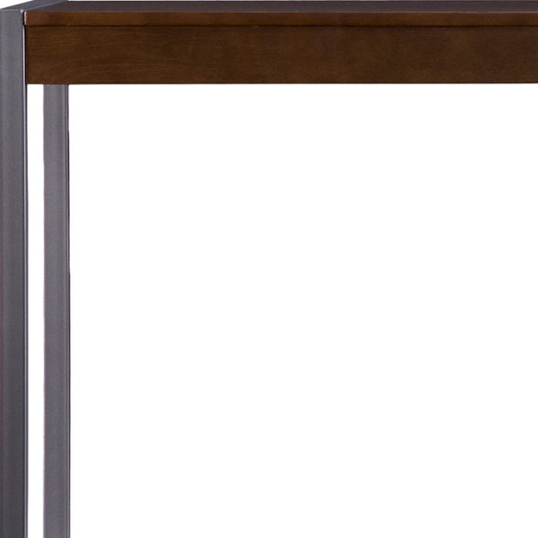Homeroots 54" Dark Brown And Gunmetal Sled Console Table   402368