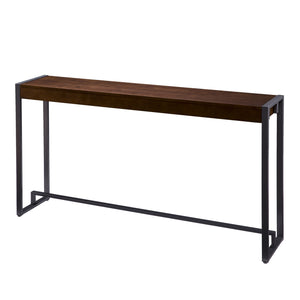 Homeroots 54" Dark Brown And Gunmetal Sled Console Table   402368