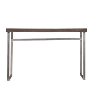 Homeroots 46" Gray Brown And Silver Distressed Sled Console Table   402372