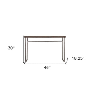 Homeroots 46" Gray Brown And Silver Distressed Sled Console Table   402372