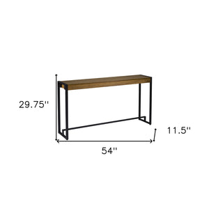 Homeroots 54" Gray Brown And Black Distressed Sled Console Table   402373