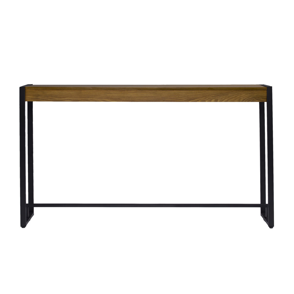Homeroots 54" Gray Brown And Black Distressed Sled Console Table   402373