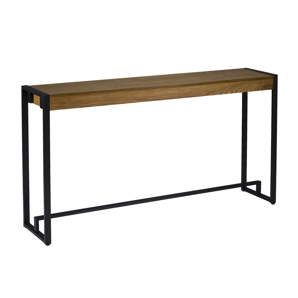 Homeroots 54" Gray Brown And Black Distressed Sled Console Table   402373