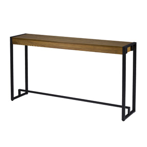 Homeroots 54" Gray Brown And Black Distressed Sled Console Table   402373