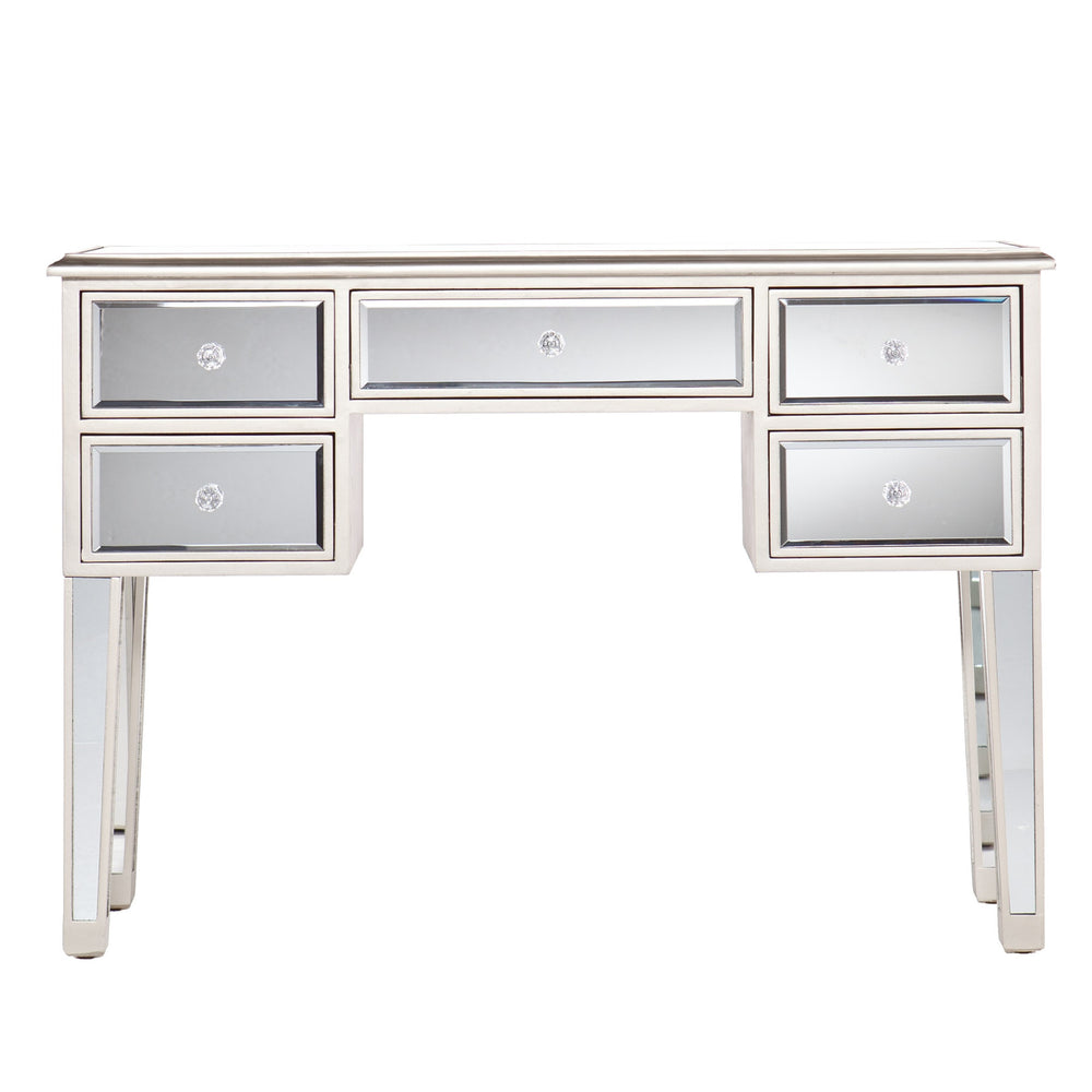 Homeroots 43" Silver Mirrored Glass Console Table And Drawers   402375
