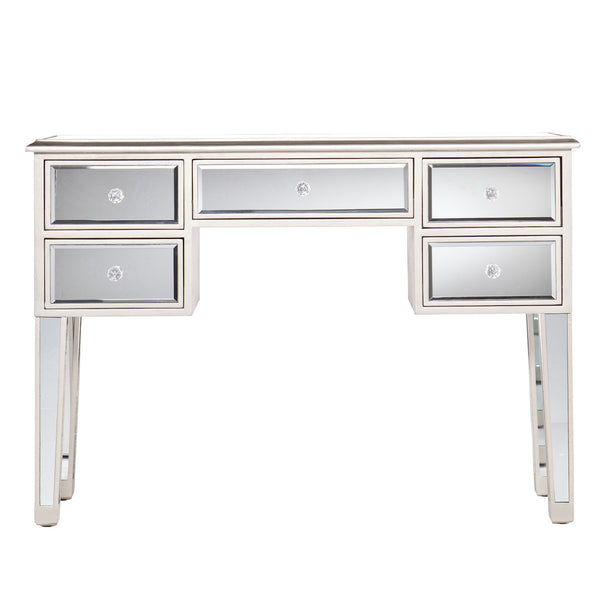 Homeroots 43" Silver Mirrored Glass Console Table And Drawers   402375