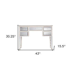 Homeroots 43" Silver Mirrored Glass Console Table And Drawers   402375