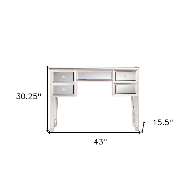 Homeroots 43" Silver Mirrored Glass Console Table And Drawers   402375
