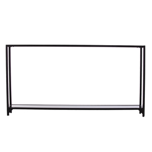 Homeroots 56" Clear And Black Glass Frame Console Table With Shelves   402378