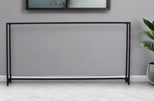 Homeroots 56" Clear And Black Glass Frame Console Table With Shelves   402378