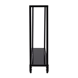 Homeroots 56" Clear And Black Glass Frame Console Table With Shelves   402378