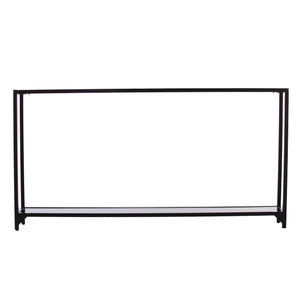 Homeroots 56" Clear And Black Glass Frame Console Table With Shelves   402378