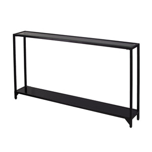 Homeroots 56" Clear And Black Glass Frame Console Table With Shelves   402378