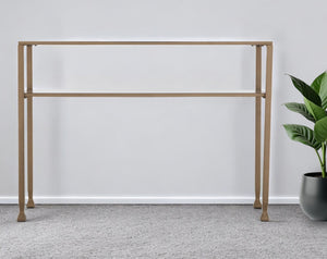 Homeroots 43" Clear And Gold Glass Console Table With Shelves   402379