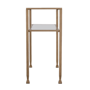 Homeroots 43" Clear And Gold Glass Console Table With Shelves   402379