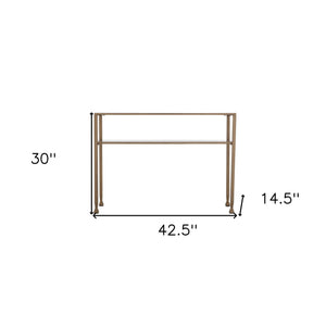 Homeroots 43" Clear And Gold Glass Console Table With Shelves   402379