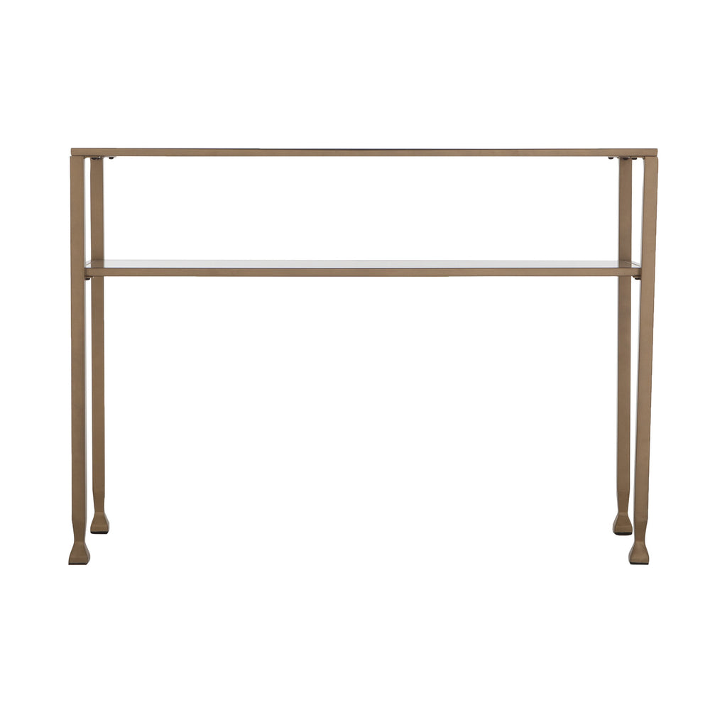 Homeroots 43" Clear And Gold Glass Console Table With Shelves   402379