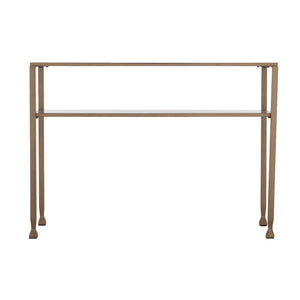 Homeroots 43" Clear And Gold Glass Console Table With Shelves   402379