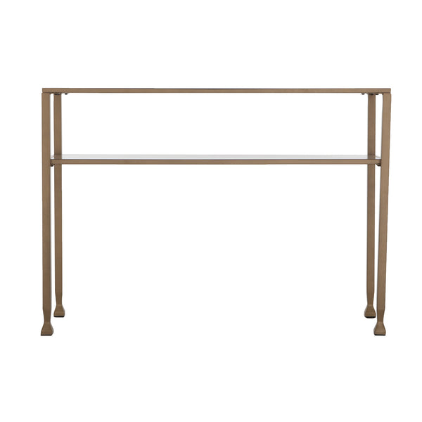Homeroots 43" Clear And Gold Glass Console Table With Shelves   402379