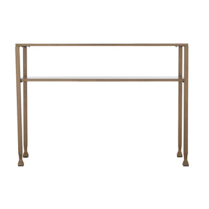 Homeroots 43" Clear And Gold Glass Console Table With Shelves   402379