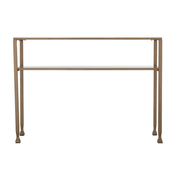 Homeroots 43" Clear And Gold Glass Console Table With Shelves   402379