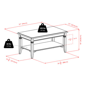 Winsome Wood Nolan Coffee Table, Chic Cappuccino Finish With Storage Shelf - Stylish, Durable & Elegant Design Cappuccino Solid ,Composite Wood 40237-winsome-wood
