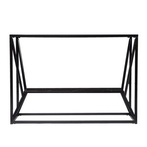 Homeroots 42" Black Glass Frame Console Table With Shelves   402380