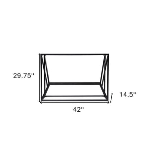 Homeroots 42" Black Glass Frame Console Table With Shelves   402380