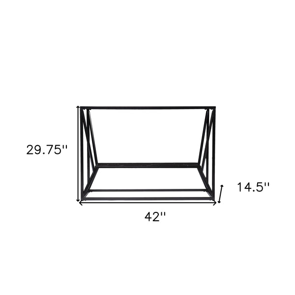 Homeroots 42" Black Glass Frame Console Table With Shelves   402380
