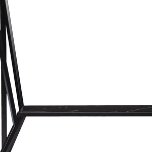 Homeroots 42" Black Glass Frame Console Table With Shelves   402380