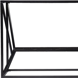 Homeroots 42" Black Glass Frame Console Table With Shelves   402380