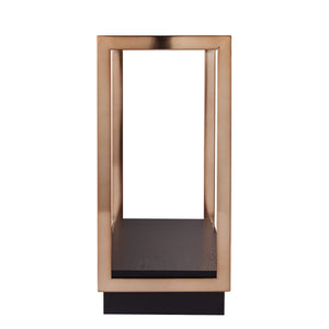 Homeroots 48" Clear And Champagne Glass Floor Shelf Console Table With Shelves   402381