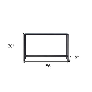 Homeroots 56" Black Mirrored Glass Console Table   402382