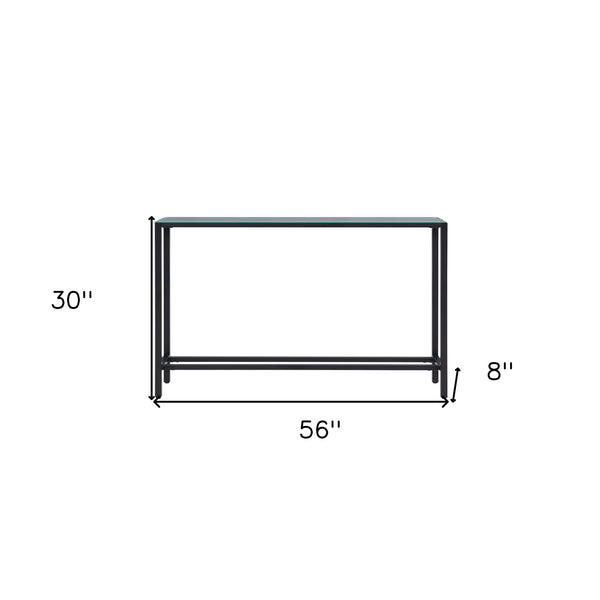 Homeroots 56" Black Mirrored Glass Console Table   402382