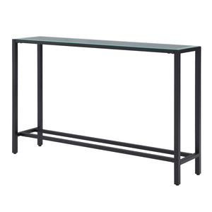 Homeroots 56" Black Mirrored Glass Console Table   402382