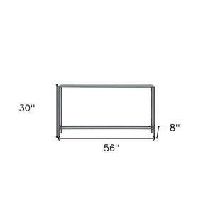 Homeroots 56" Silver And Gunmetal Mirrored Glass Console Table   402383