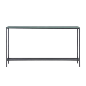 Homeroots 56" Silver And Gunmetal Mirrored Glass Console Table   402383