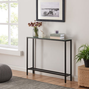 Homeroots 36" Black Mirrored Glass Console Table   402384