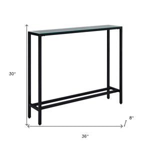 Homeroots 36" Black Mirrored Glass Console Table   402384