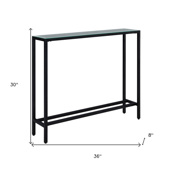 Homeroots 36" Black Mirrored Glass Console Table   402384