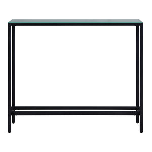 Homeroots 36" Black Mirrored Glass Console Table   402384