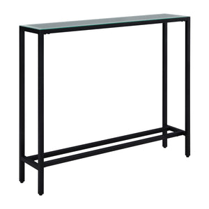 Homeroots 36" Black Mirrored Glass Console Table   402384