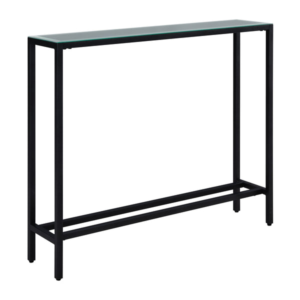 Homeroots 36" Black Mirrored Glass Console Table   402384