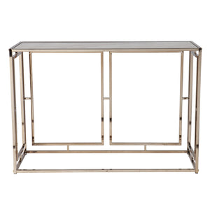Homeroots 44" Champagne And Gold Faux Marble Frame Console Table   402386