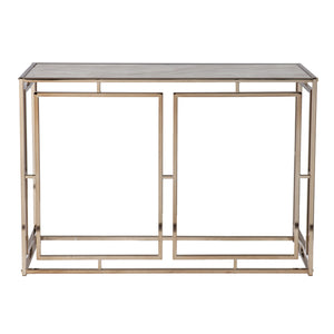 Homeroots 44" Champagne And Gold Faux Marble Frame Console Table   402386