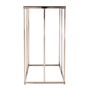 Homeroots 42" Clear And Gold Glass Frame Console Table   402387