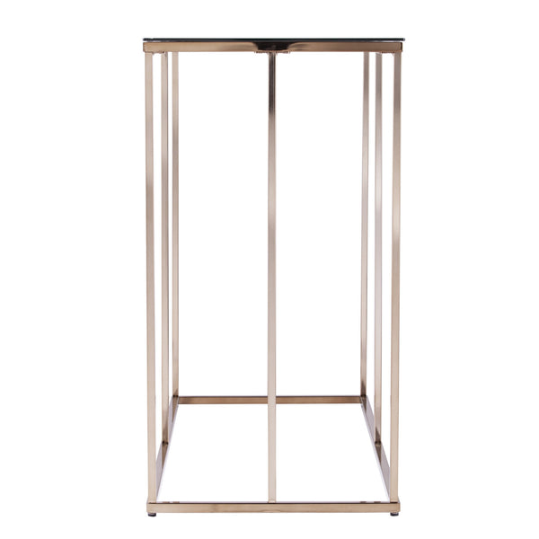 Homeroots 42" Clear And Gold Glass Frame Console Table   402387