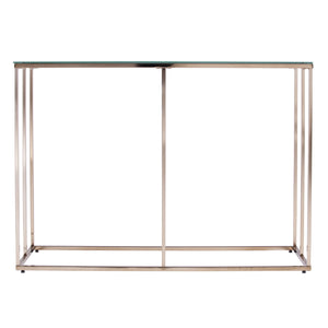 Homeroots 42" Clear And Gold Glass Frame Console Table   402387